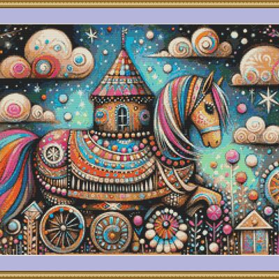 Whimsical horse cross stitch pattern - Thumbnail 4