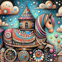 Whimsical Horse Cross Stitch Pattern - Thumbnail 2