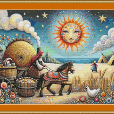 Whimsical farming cross stitch pattern