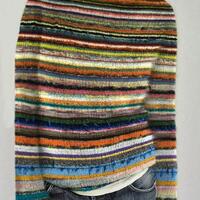  3D printed women's sweater pattern pullover sweater casual loose long-sleeved knitted top - Thumbnail 3