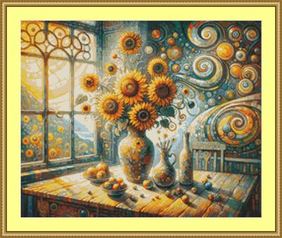 Vase Of Sunflowers Cross Stitch Pattern