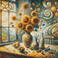 Vase Of Sunflowers Cross Stitch Pattern - Thumbnail 1