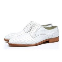 New Handmade Men's Fashion Cow Leather Crocodile Texture Dress Shoes - Thumbnail 4