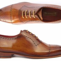 New Handmade Men's Light Brown Classic Brogues Shoes - Thumbnail 1