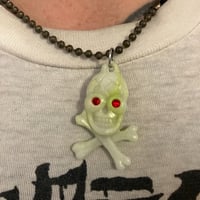Glowing Skull Charm Necklace (On Ball Chain)  - Made With Recycled Plastic  - Thumbnail 2