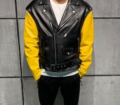 Mens Genuine Leather Jacket Biker Motorcycle Retro Classic Cafe Racer New Style