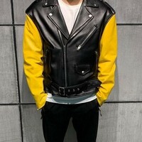 Mens Genuine Leather Jacket Biker Motorcycle Retro Classic Cafe Racer New Style - Thumbnail 4