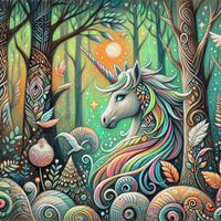 Unicorn In A Forest Cross Stitch Pattern - Thumbnail 2