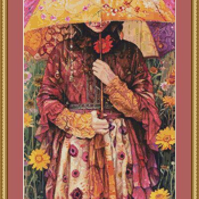 Under an umbrella cross stitch pattern