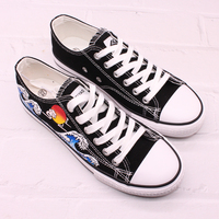 Wave hand-painted shoes. Ukiyo-e canvas shoes. Fashion sneakers. Couple flat shoes. Running outdoor shoes.Personality gift.christmas gift - Thumbnail 5