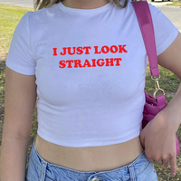 I JUST LOOK STRAIGHT BABY TEE - Thumbnail 2
