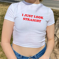 I JUST LOOK STRAIGHT BABY TEE - Thumbnail 3