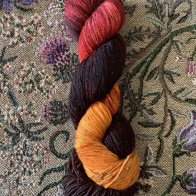 Dirt wizard hand dyed fingering weight sparkle sock yarn