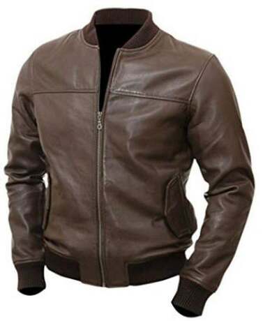 Varsity Bomber Leather Jacket for Men Genuine Lambskin Baseball Flight Jacket Br