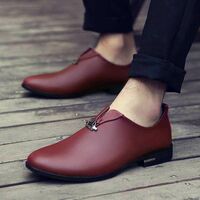 Red metal design slip on leather dress shoe - Thumbnail 4