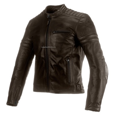 New men's custom made dark brown leather bomber zipper style real cowhide leathe