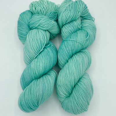 Spearmint hand dyed fingering weight sock yarn