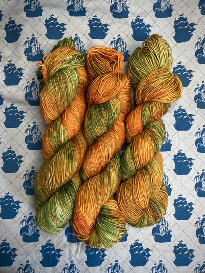 40 Orange Glaze Hand Dyed Fingering Weight Sock Yarn