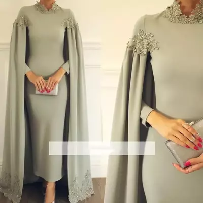 Elegant mother of the bride/ groom dresses ankle length with cape formal groom godmother evening wedding party guests gowns plus size custom made