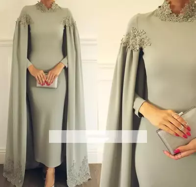 Elegant Mother of the Bride/ Groom Dresses Ankle Length With Cape Formal Groom Godmother Evening Wedding Party Guests Gowns Plus Size Custom Made