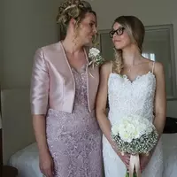 Sheath Knee Length Mother Of The Bride/ Groom Dress With Jacket Elegant Lace Wedding Guest Dress V Neck Tank Groom Mother Gowns - Thumbnail 5