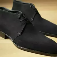Handmade Black Chukka Suede Leather Boot Men's Lace Up Suede Ankle Boots For Men - Thumbnail 1