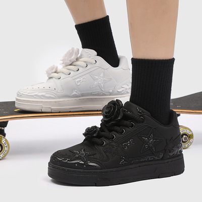 Rose Embossed Sneakers For Women