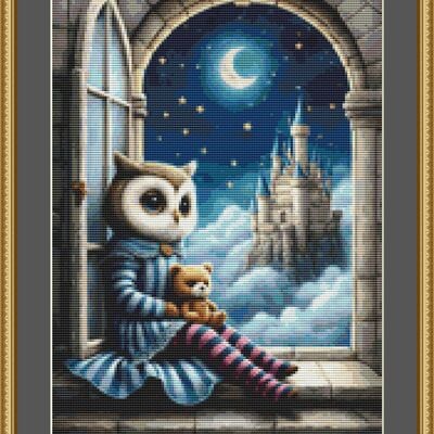 Teddy bear and owl cross stitch pattern