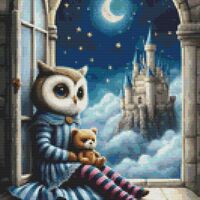 Teddy Bear And Owl Cross Stitch Pattern - Thumbnail 1