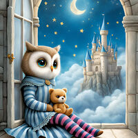 Teddy Bear And Owl Cross Stitch Pattern - Thumbnail 2