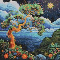 Surreal Tree Cross Stitch Pattern - Thumbnail 1