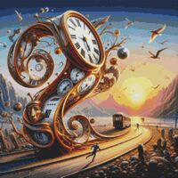 Surreal Clock Cross Stitch Pattern - Thumbnail 1