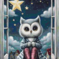 Star Owl Cross Stitch Pattern - Thumbnail 1