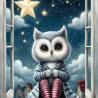 Star Owl Cross Stitch Pattern - Thumbnail 2
