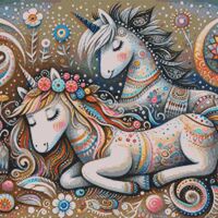 Sleeping Unicorns Cross Stitch Pattern - Thumbnail 1