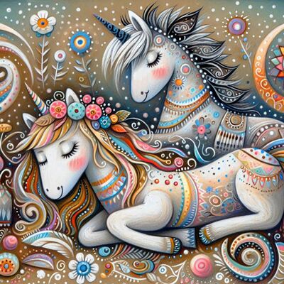 Sleeping unicorns cross stitch pattern