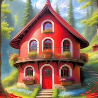 Red House Cross Stitch Pattern - Thumbnail 2