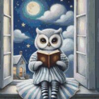 Reading Owl Cross Stitch Pattern - Thumbnail 1