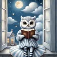 Reading Owl Cross Stitch Pattern - Thumbnail 2