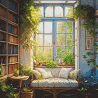 Reading Nook Cross Stitch Pattern - Thumbnail 1