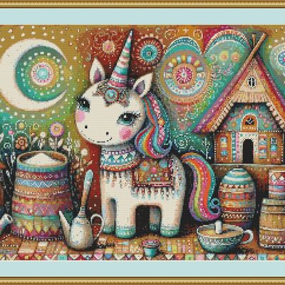 Rainbow unicorn cross stitch pattern