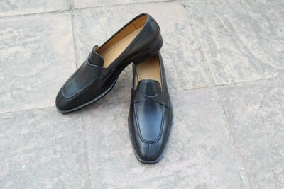 Crafted Leather Men Classic Black Calf Leather Loafers Dress Shoes