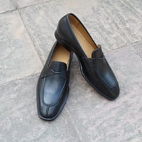 Crafted Leather Men Classic Black Calf Leather Loafers Dress Shoes - Thumbnail 3