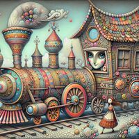 Ornate Train Cross Stitch Pattern - Thumbnail 2