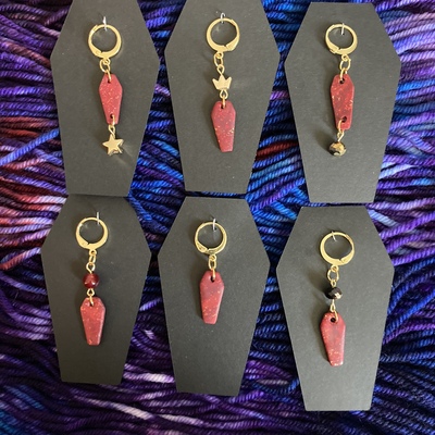 Red coffin stitch marker