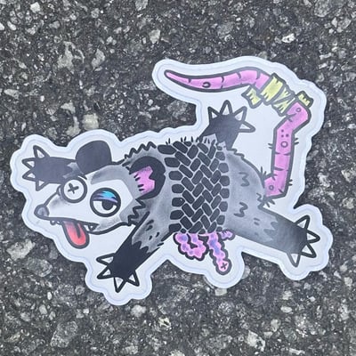 Roadkill possum vinyl sticker 4”