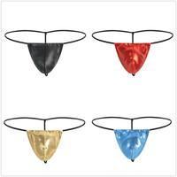 Mixed Colors 5PK Sexy Mens Underwear Faux Leather Gay Thong Underpants T-string MJ2314 - Thumbnail 1