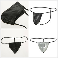 Mixed Colors 5PK Sexy Mens Underwear Faux Leather Gay Thong Underpants T-string MJ2314 - Thumbnail 3
