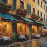 On A Wet Evening Cross Stitch Pattern - Thumbnail 1