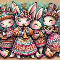 Musical Bunnies Cross Stitch Pattern - Thumbnail 2